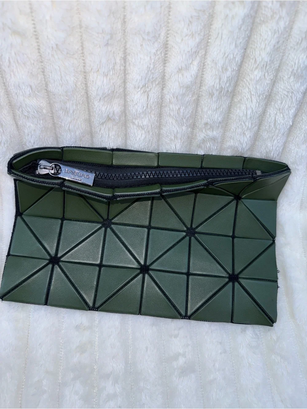 Issey Miyake Geometric Patent Zip Pouch